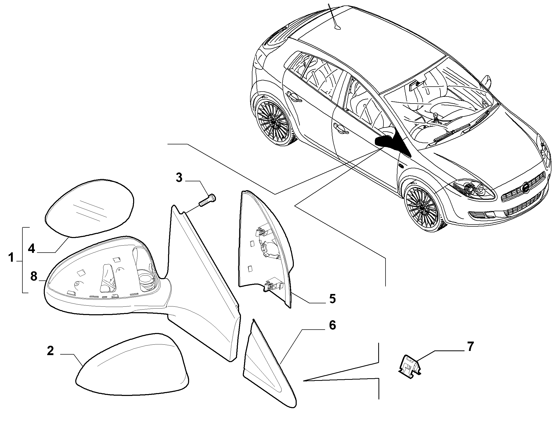 FIAT 51867670 - Spoguļstikls, Ārējais atpakaļskata spogulis ps1.lv