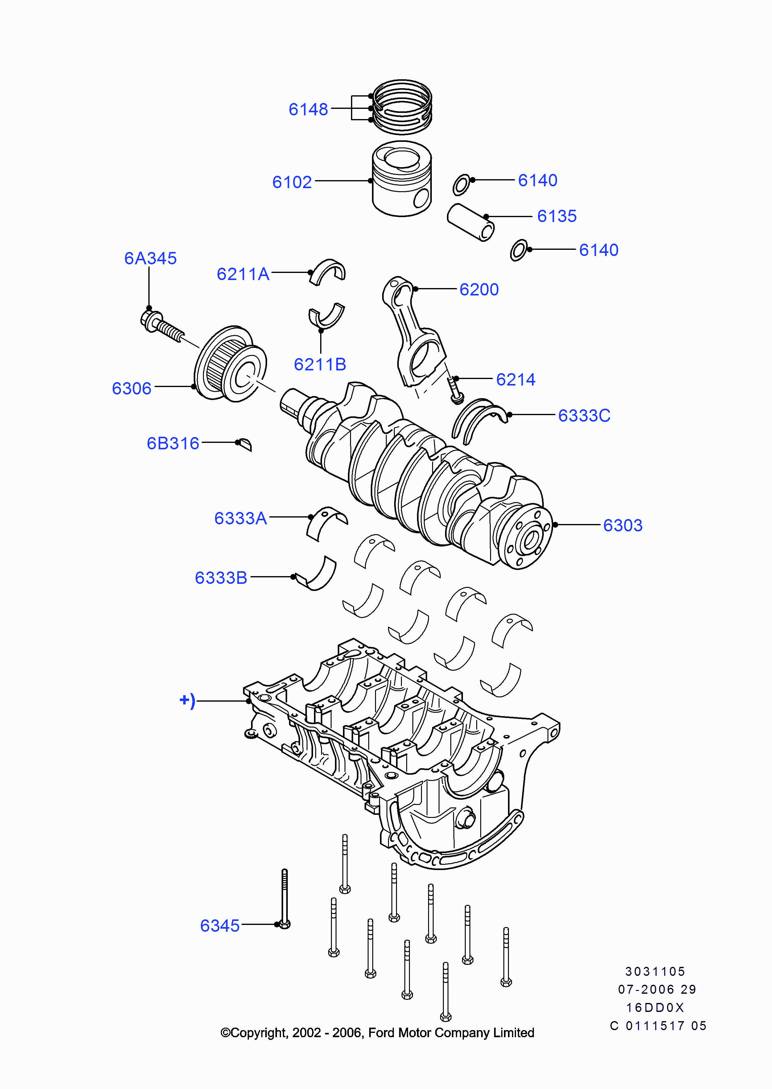 FORD 1447990 - Kloķvārpstas gultņu komplekts ps1.lv