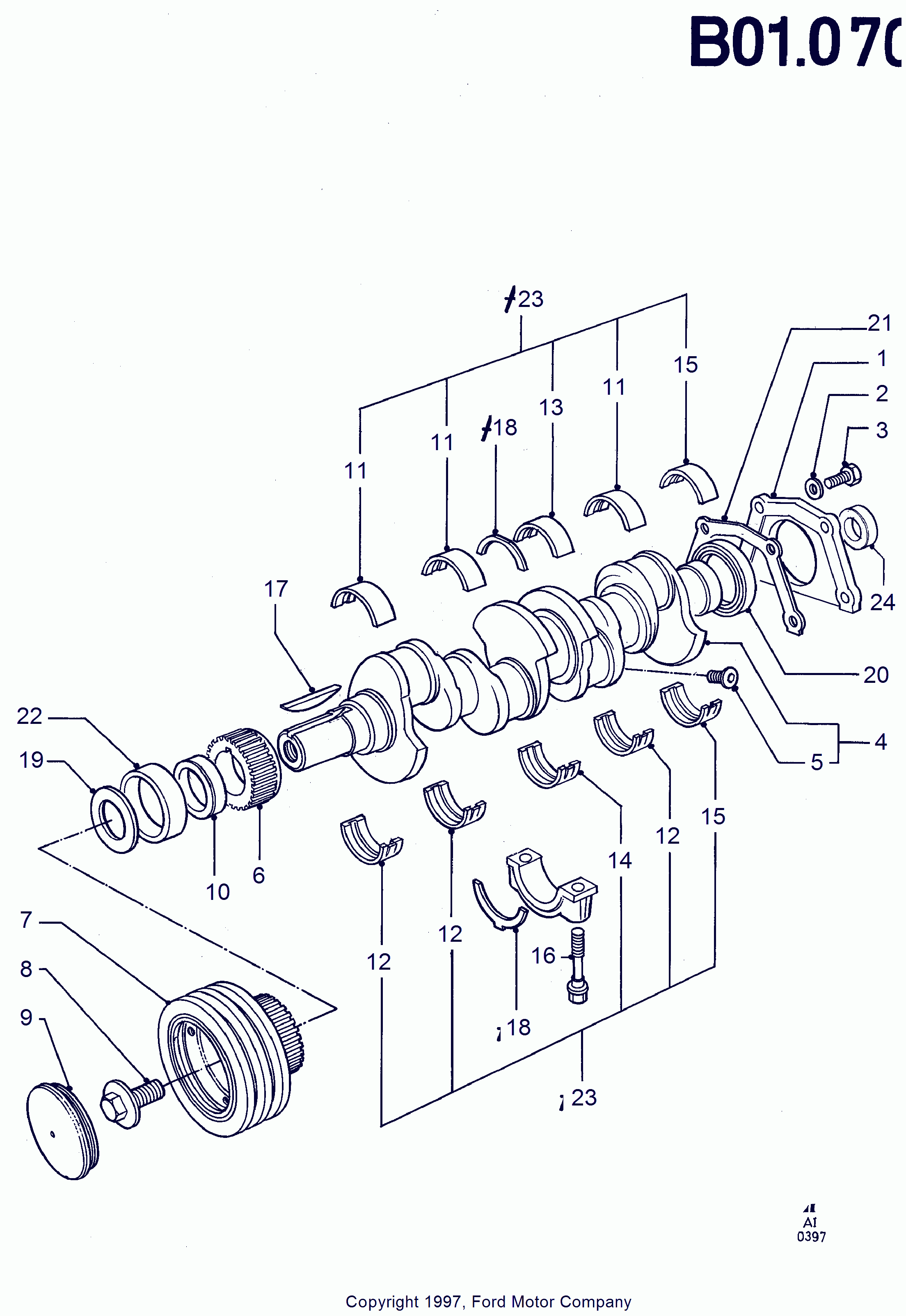 FORD 1 539 755 - Vārpstas blīvgredzens, Kloķvārpsta ps1.lv