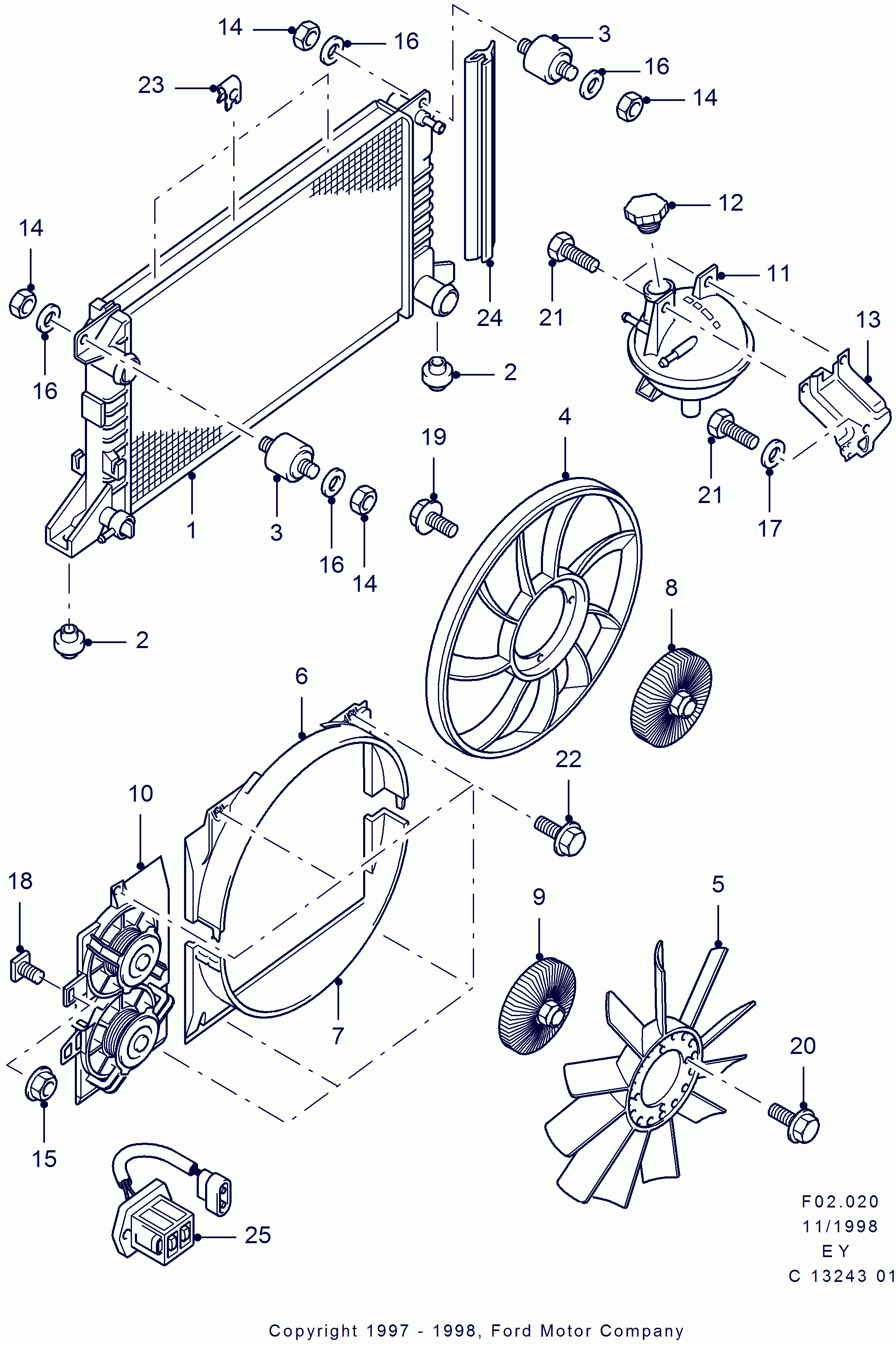 FORD 1671828 - Radiators, Motora dzesēšanas sistēma ps1.lv