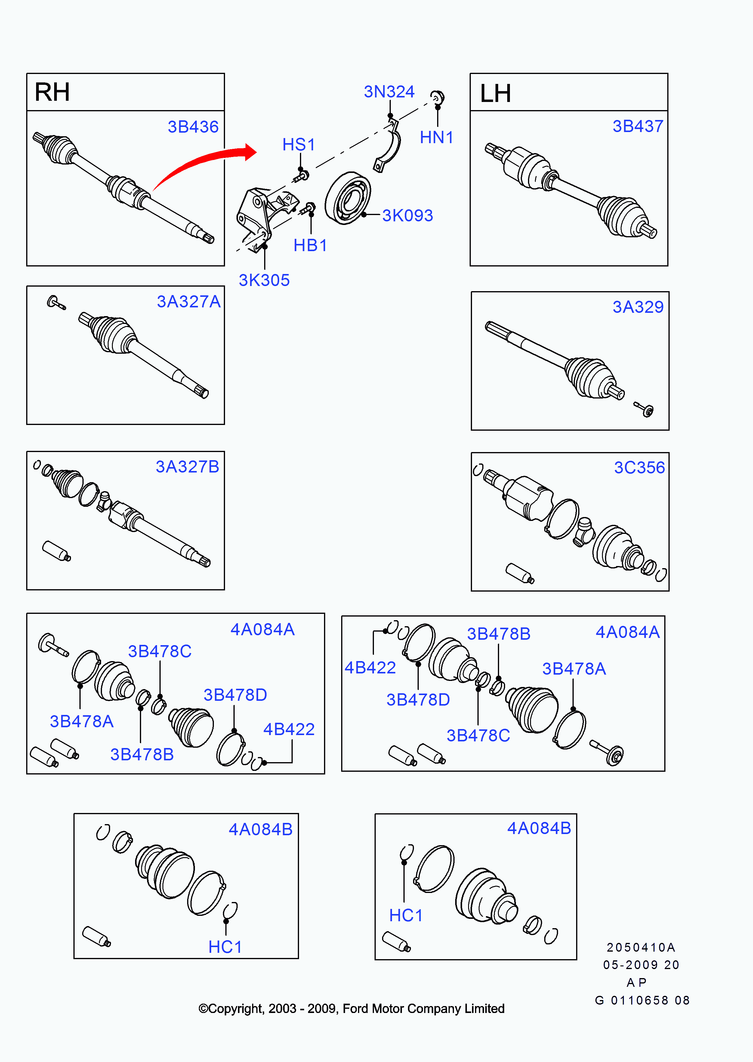 FORD 1722079 - Šarnīru komplekts, Piedziņas vārpsta ps1.lv