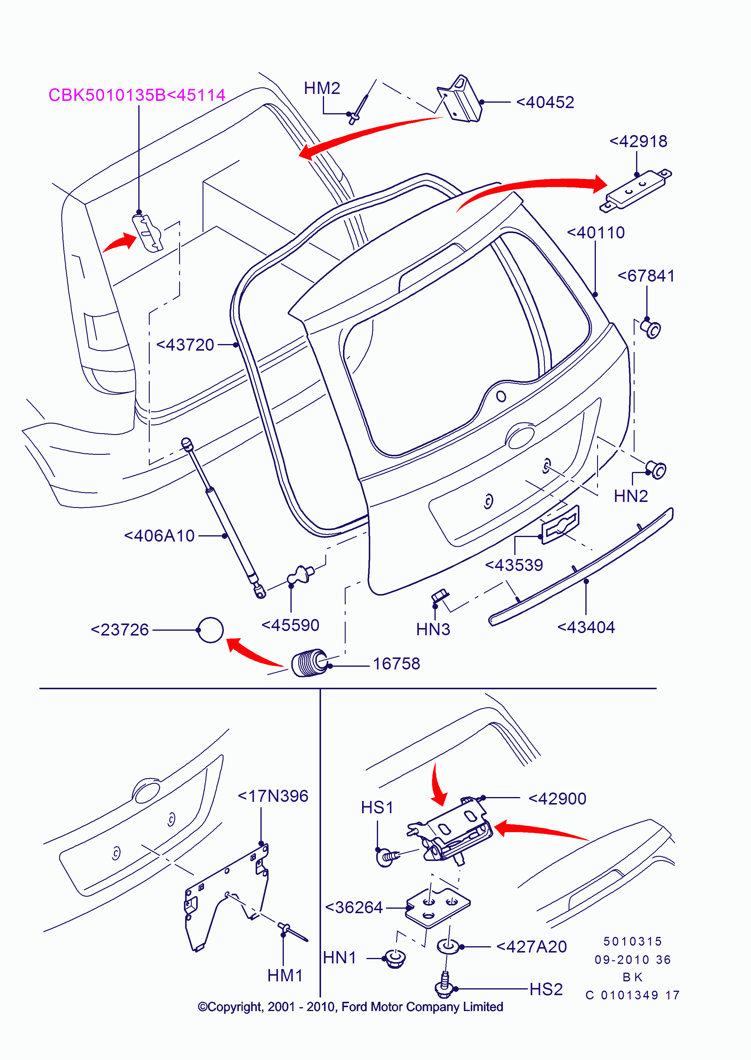 FORD 1 436 155 - Gāzes atspere, Bagāžas / Kravas nodalījuma vāks ps1.lv