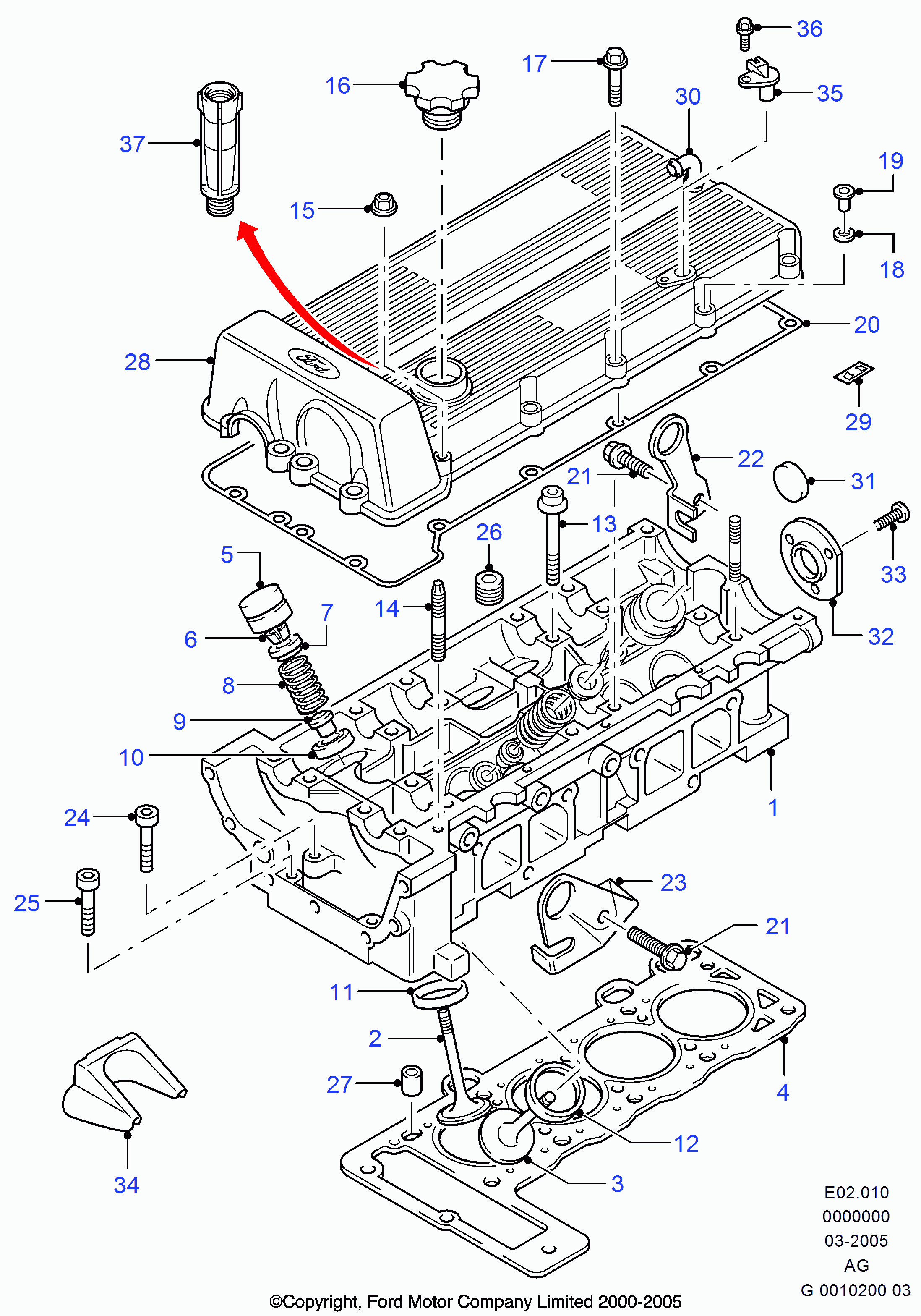 FORD 6 166 533 - Blīvgredzens, Vārsta kāts ps1.lv