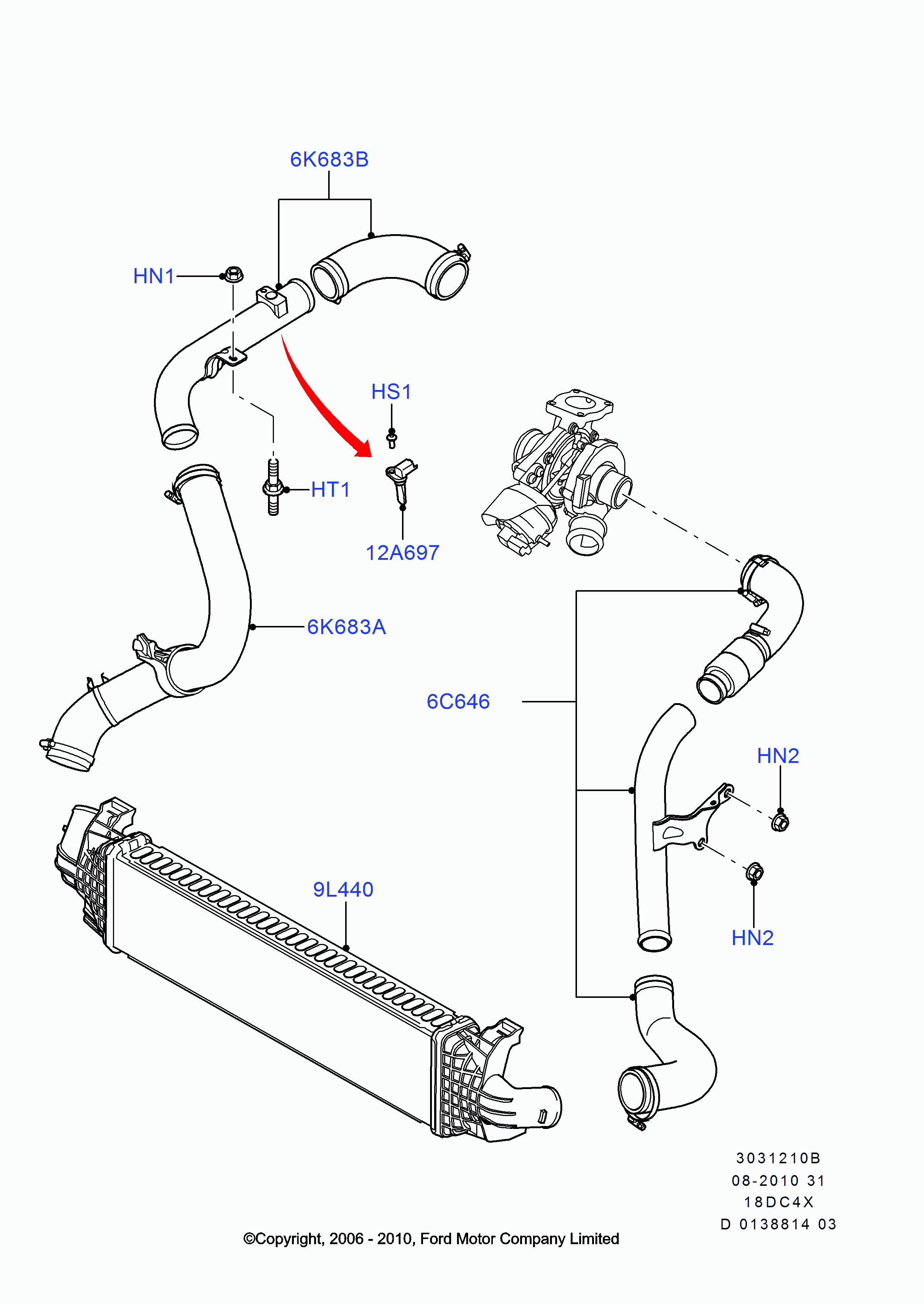 FORD 1496238 - Pūtes sistēmas gaisa caurule ps1.lv