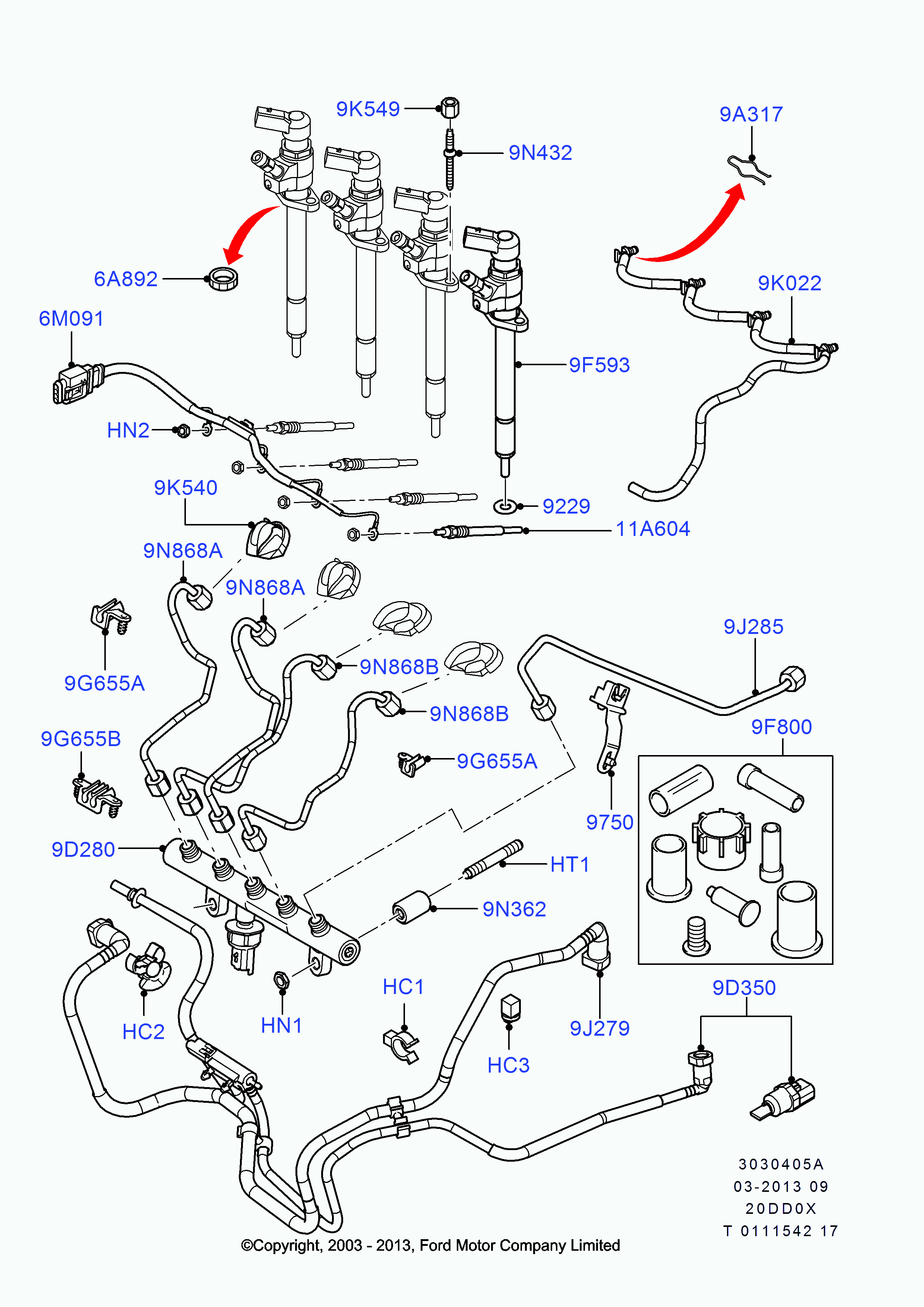 FORD 1365164 - Augstspiediena cauruļvads, Iesmidzināšanas sistēma ps1.lv