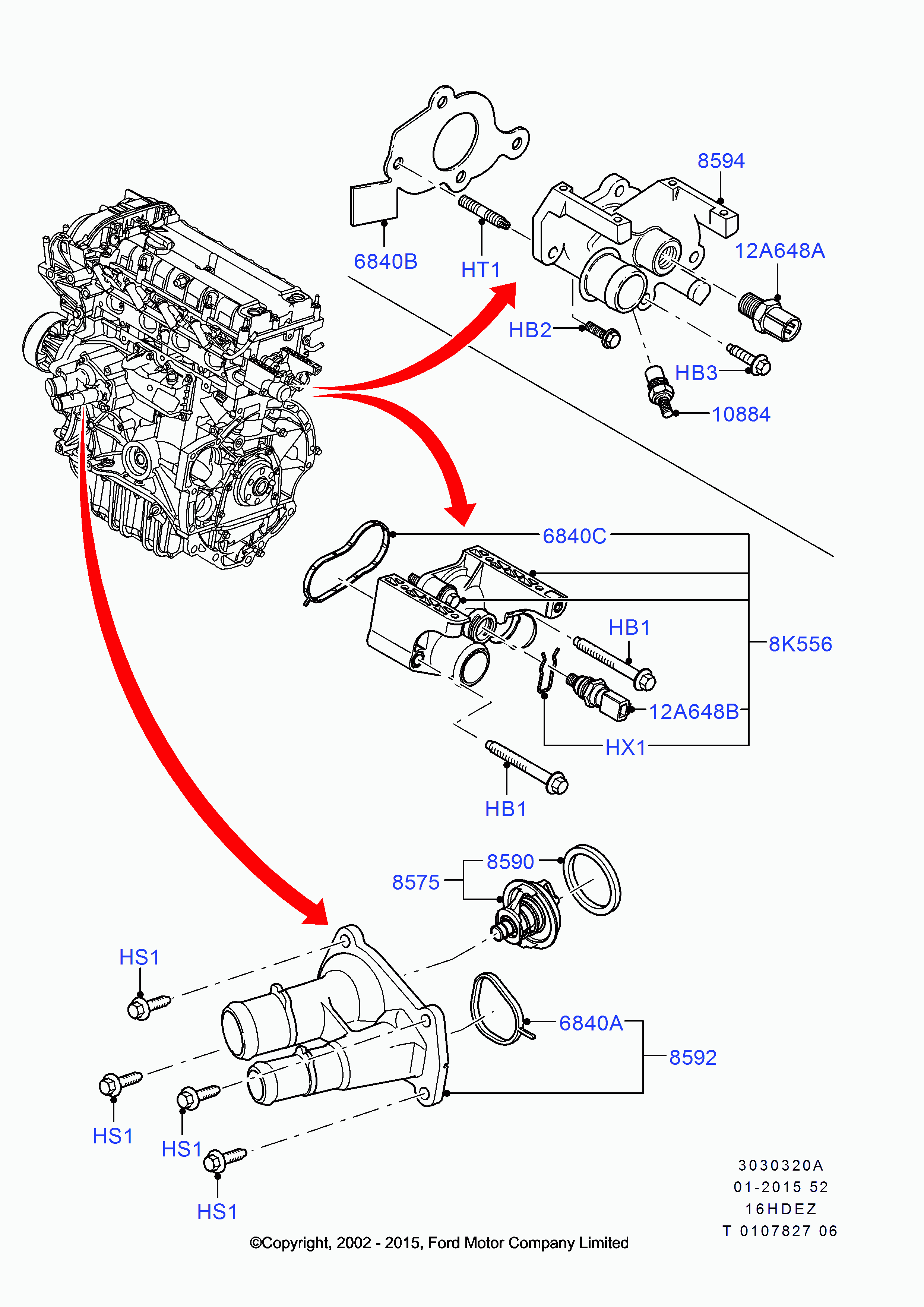 FORD 1 303 374 - Termostats, Dzesēšanas šķidrums ps1.lv