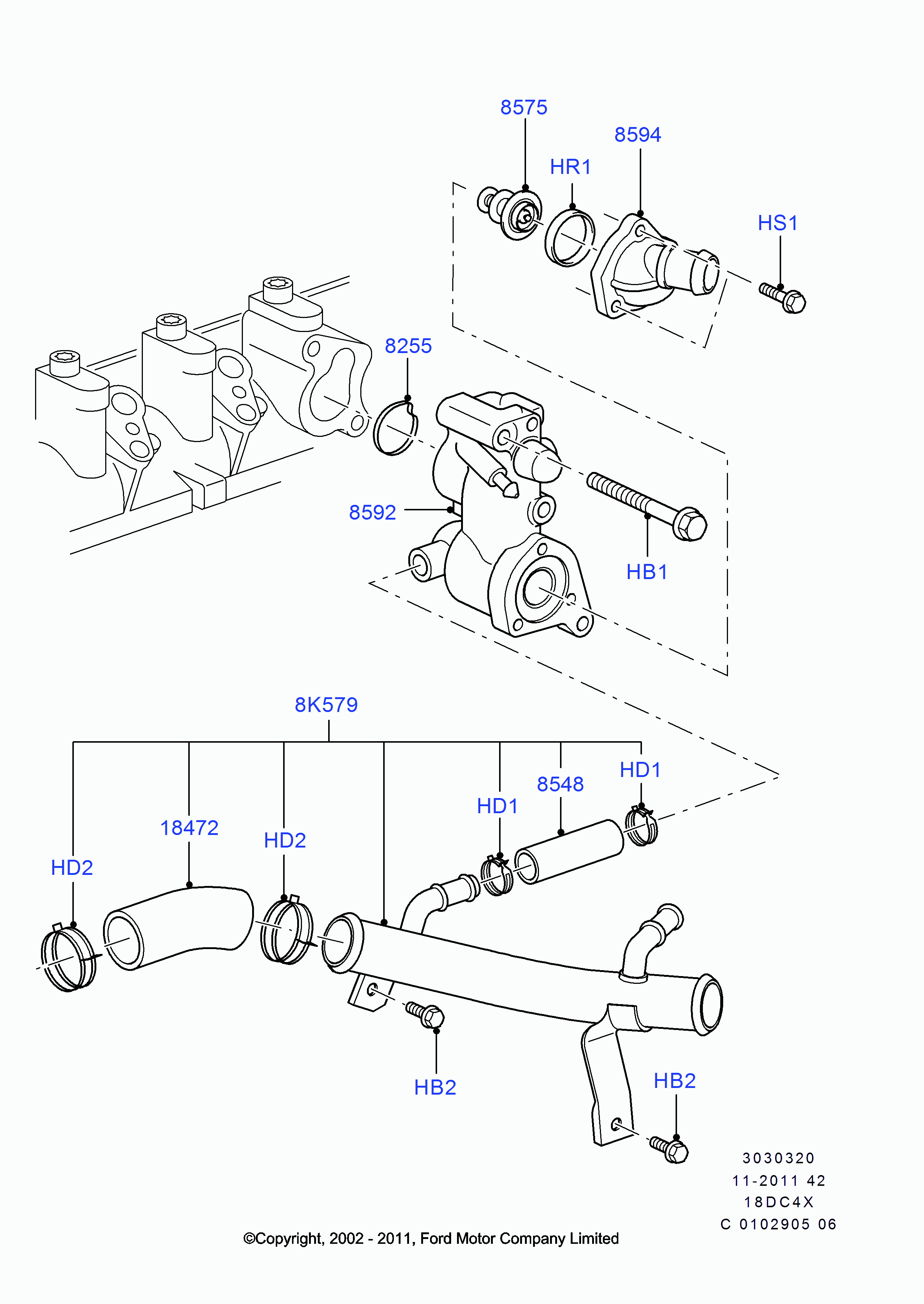 FORD 1 148 329 - Termostats, Dzesēšanas šķidrums ps1.lv