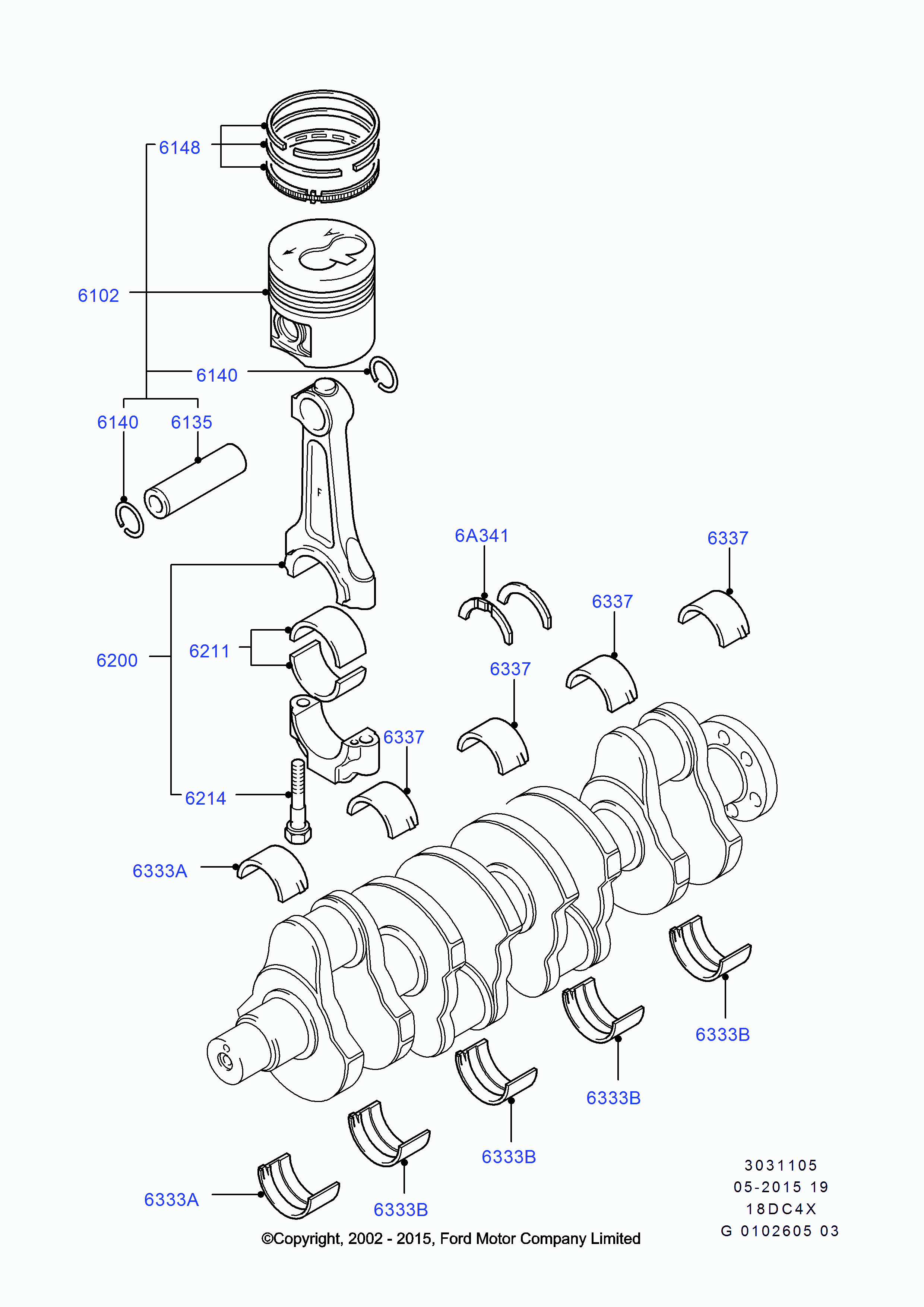 FORD 6795658 - Kloķvārpstas gultnis ps1.lv