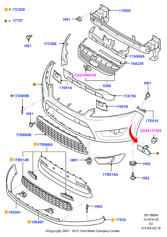 FORD 1486143 - Kronšteins, Bampers ps1.lv