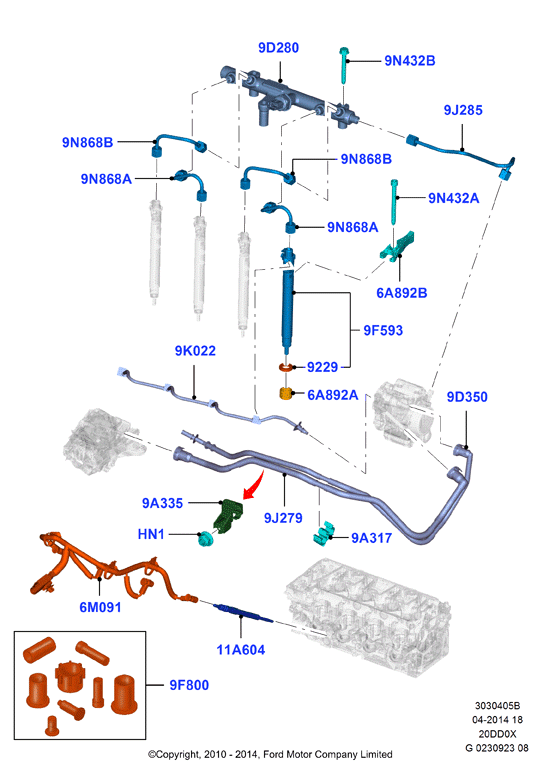 FORD 1715204 - Siltumizolācijas paplāksne, Iesmidzināšanas sistēma ps1.lv