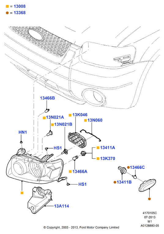 FORD 1 013 711 - Kvēlspuldze, Dienas gaismas lukturis ps1.lv