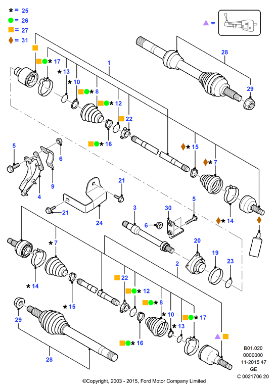 FORD 1447559 - Putekļusargs, Piedziņas vārpsta ps1.lv