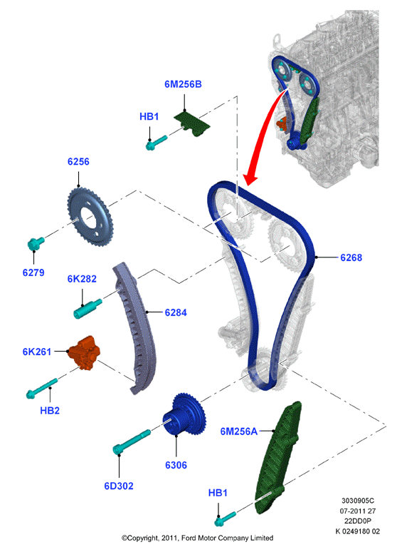 FORD 1 704 087 - Sadales vārpstas piedziņas ķēdes komplekts ps1.lv