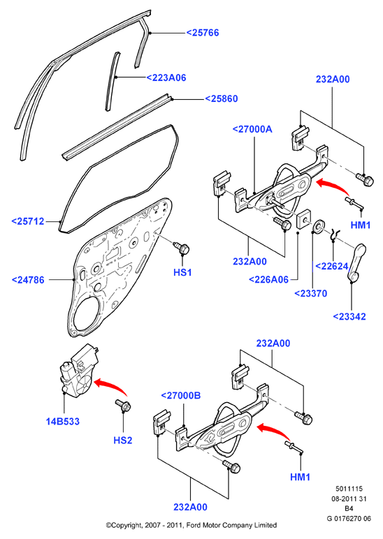 FORD 1480304 - Stikla pacelšanas mehānisms ps1.lv