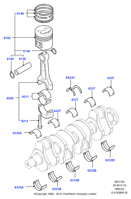 FORD 1465160 - Kloķvārpstas gultņu komplekts ps1.lv