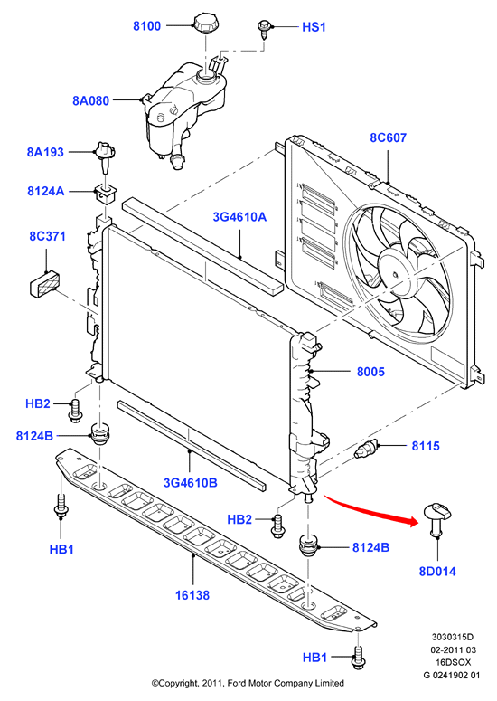 FORD 1 460 978 - Kompensācijas tvertne, Dzesēšanas šķidrums ps1.lv