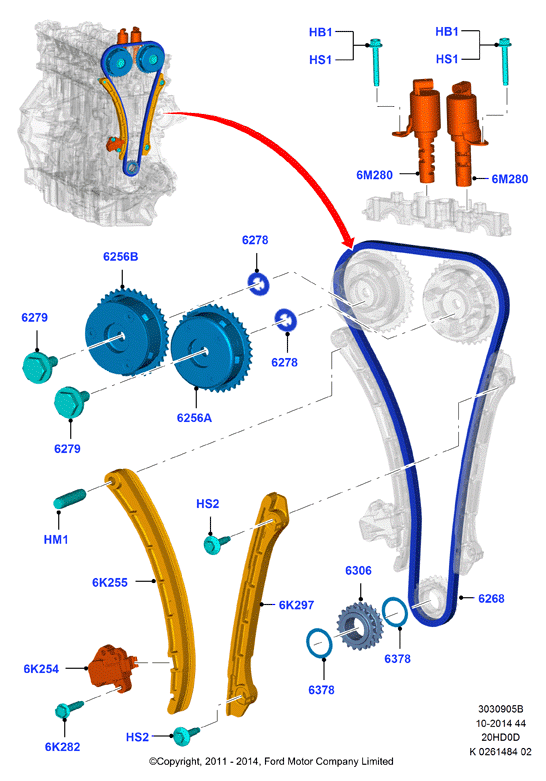 FORD 5 119 629 - Sadales vārpstas piedziņas ķēdes komplekts ps1.lv