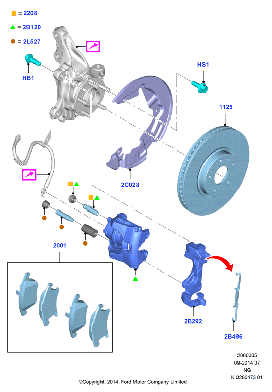 FORD 2014119 - Bremžu uzliku kompl., Disku bremzes ps1.lv