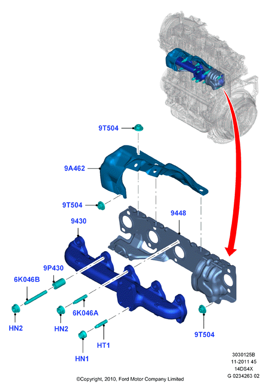 FORD 1 690 577 - Blīve, Izplūdes kolektors ps1.lv