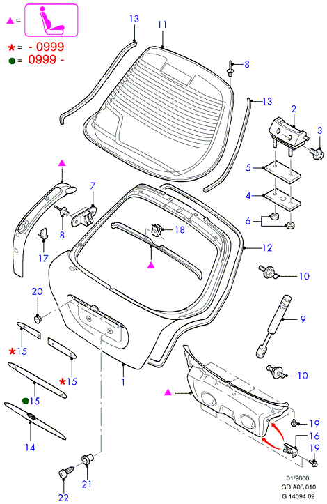 FORD 1 020 156 - Gāzes atspere, Bagāžas / Kravas nodalījuma vāks ps1.lv