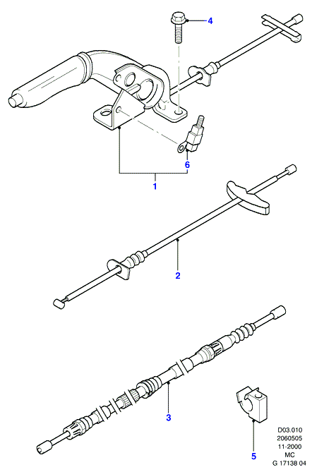 FORD 1050100 - Trose, Stāvbremžu sistēma ps1.lv