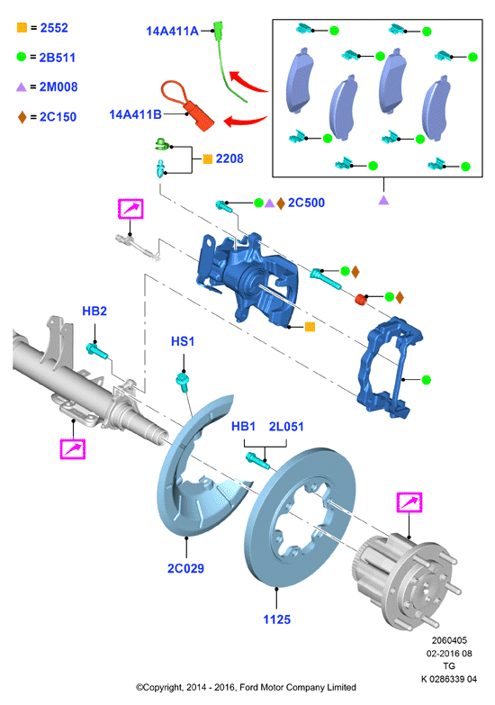 FORD 1840037 - Bremžu uzliku kompl., Disku bremzes ps1.lv