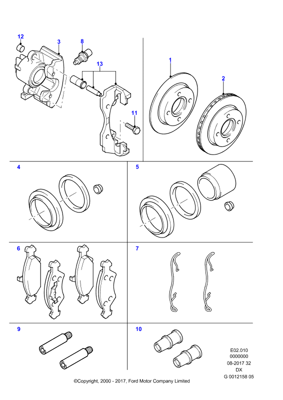 FORD 1042858 - Piederumu komplekts, Disku bremžu uzlikas ps1.lv