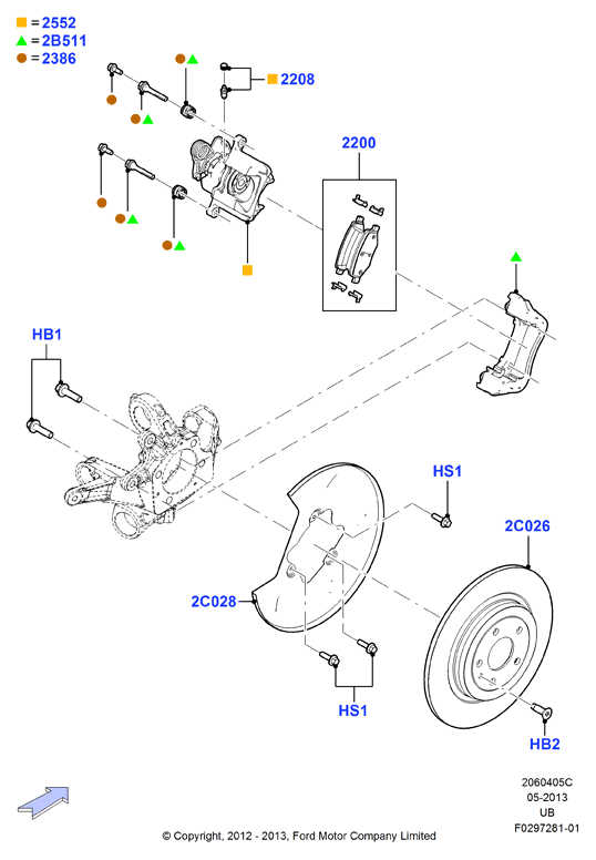 FORD 8A8Z 2386-A - Virzītājčaulu komplekts, Bremžu suports ps1.lv