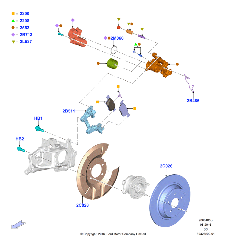 FORD USA 2211284 - Bremžu uzliku kompl., Disku bremzes ps1.lv