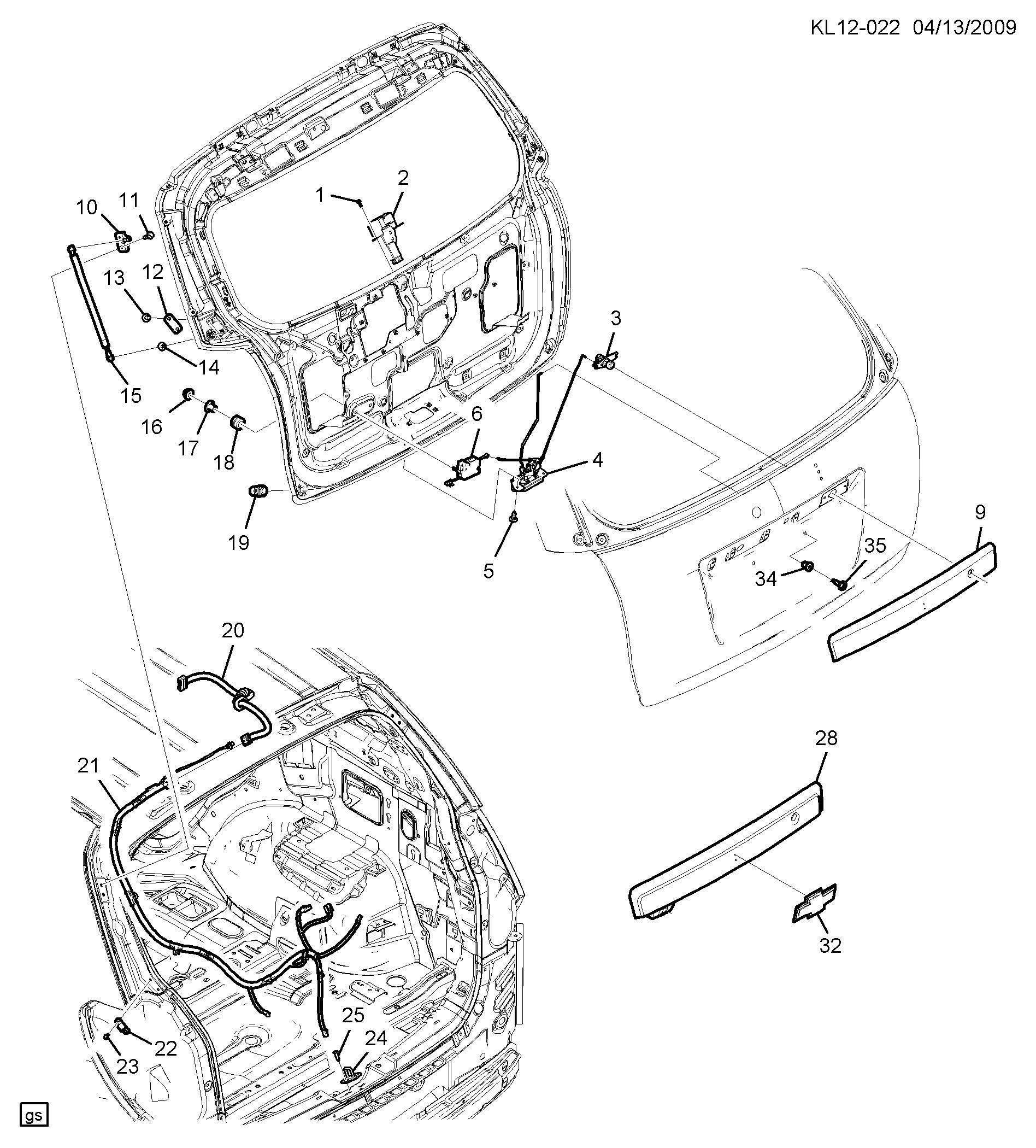 Chevrolet 95326923 - Gāzes atspere, Bagāžas / Kravas nodalījuma vāks ps1.lv