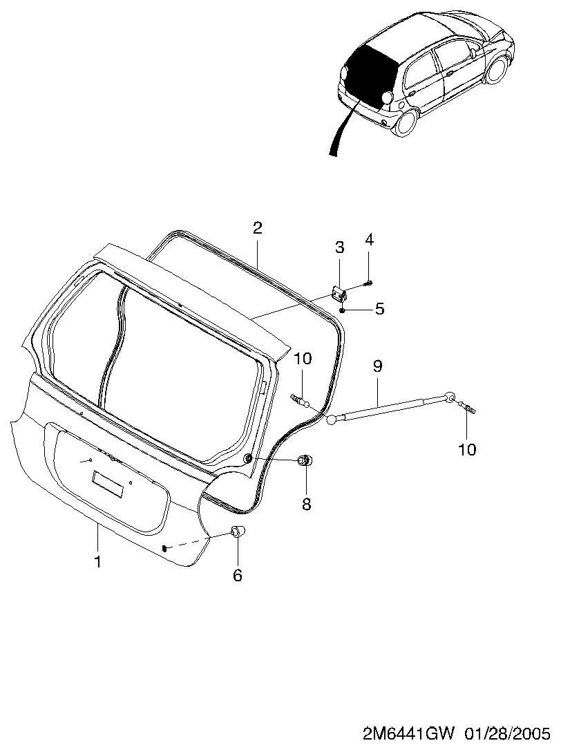 Chevrolet 96601844 - Gāzes atspere, Bagāžas / Kravas nodalījuma vāks ps1.lv