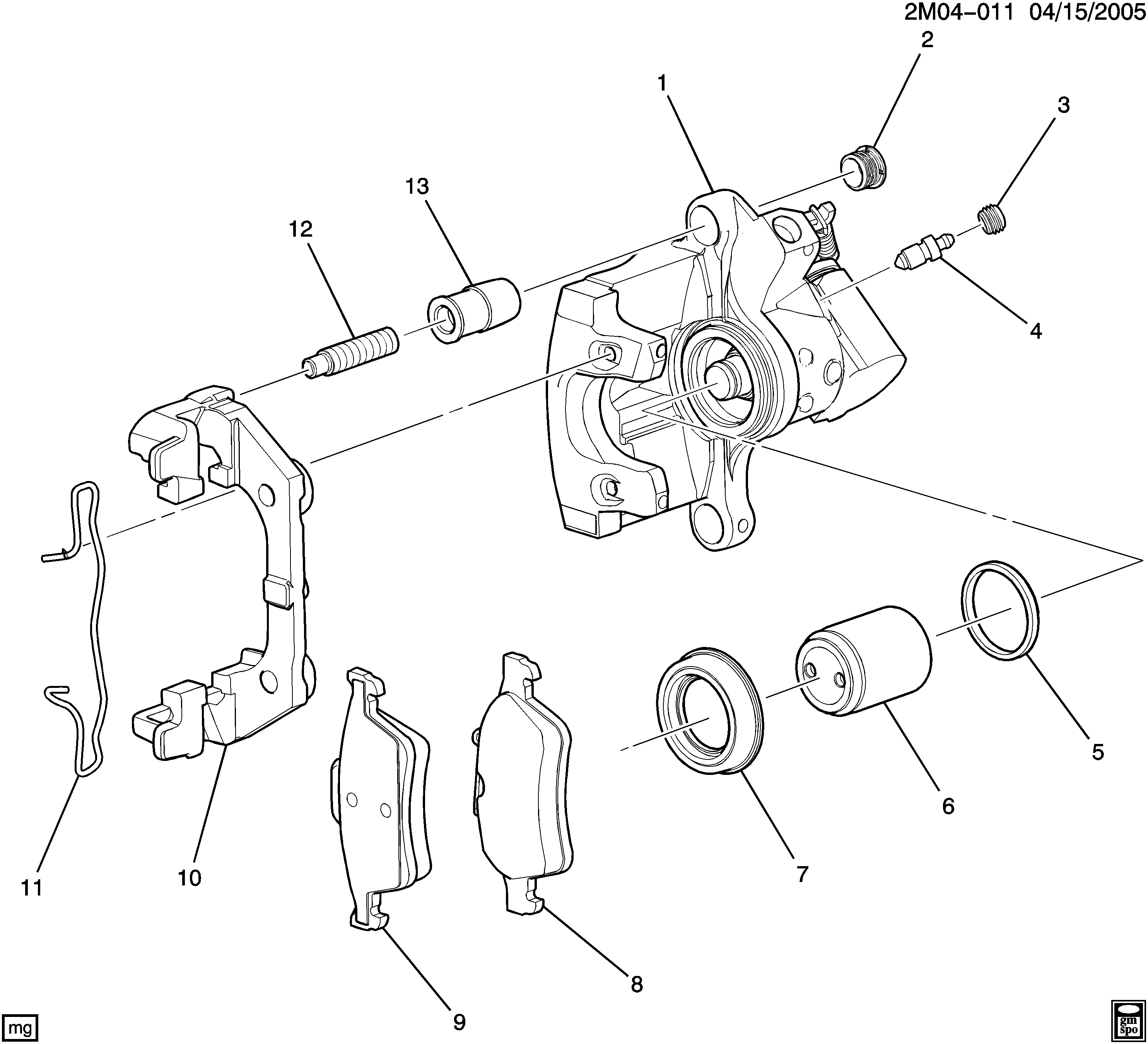 Chevrolet 15254670 - Virzītājčaulu komplekts, Bremžu suports ps1.lv