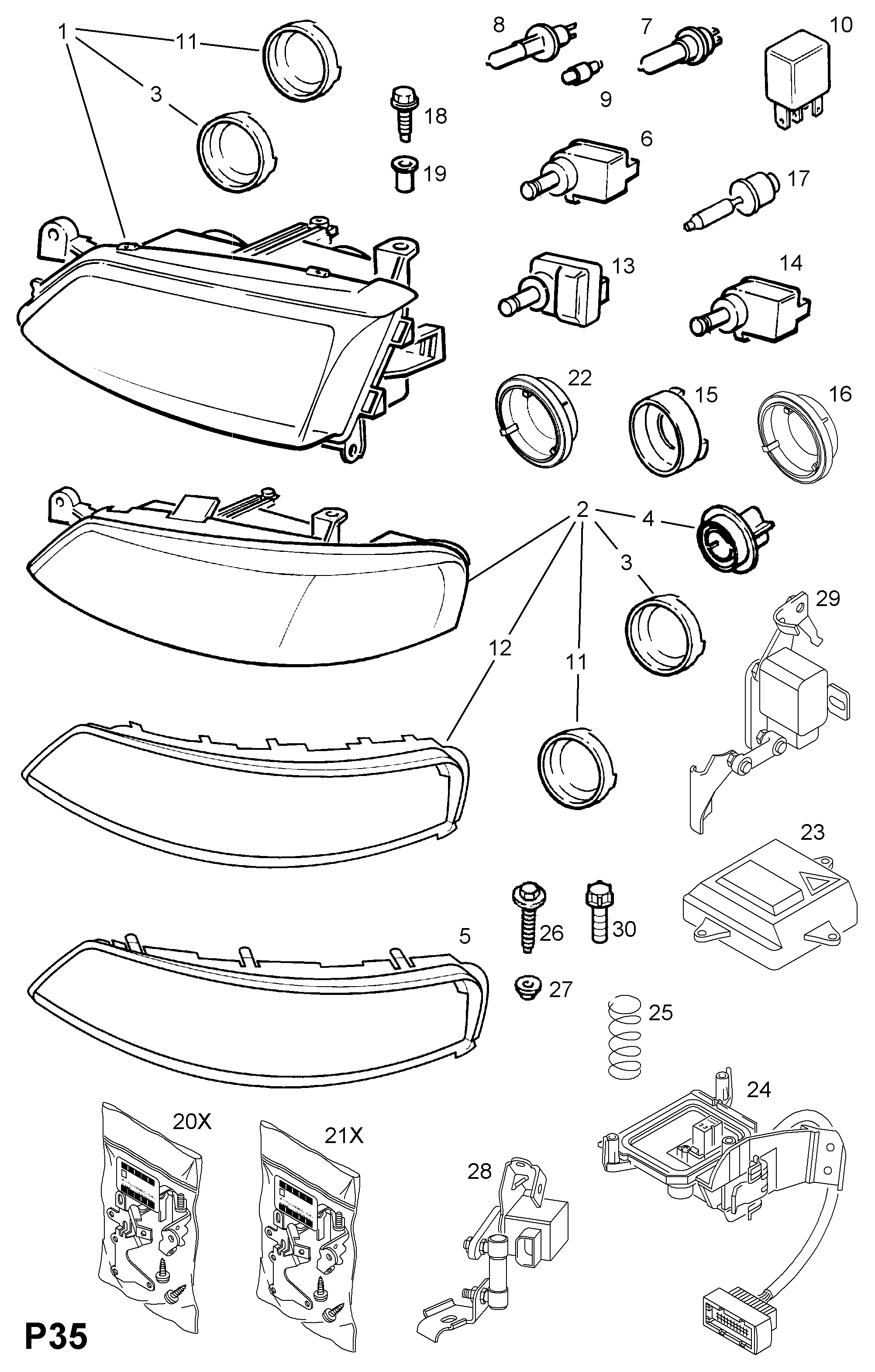 Opel 20 98 011 - Kvēlspuldze, Tālās gaismas lukturis ps1.lv