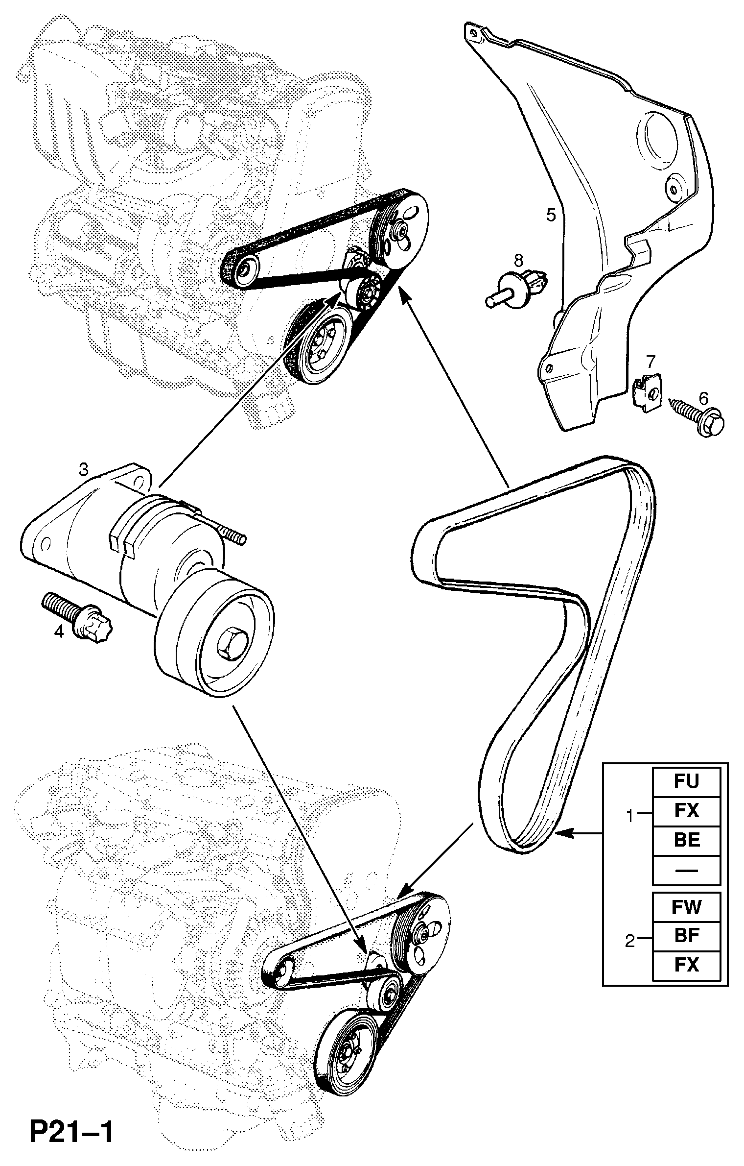 Chevrolet 1340541 - Siksnas spriegotājs, Ķīļsiksna ps1.lv