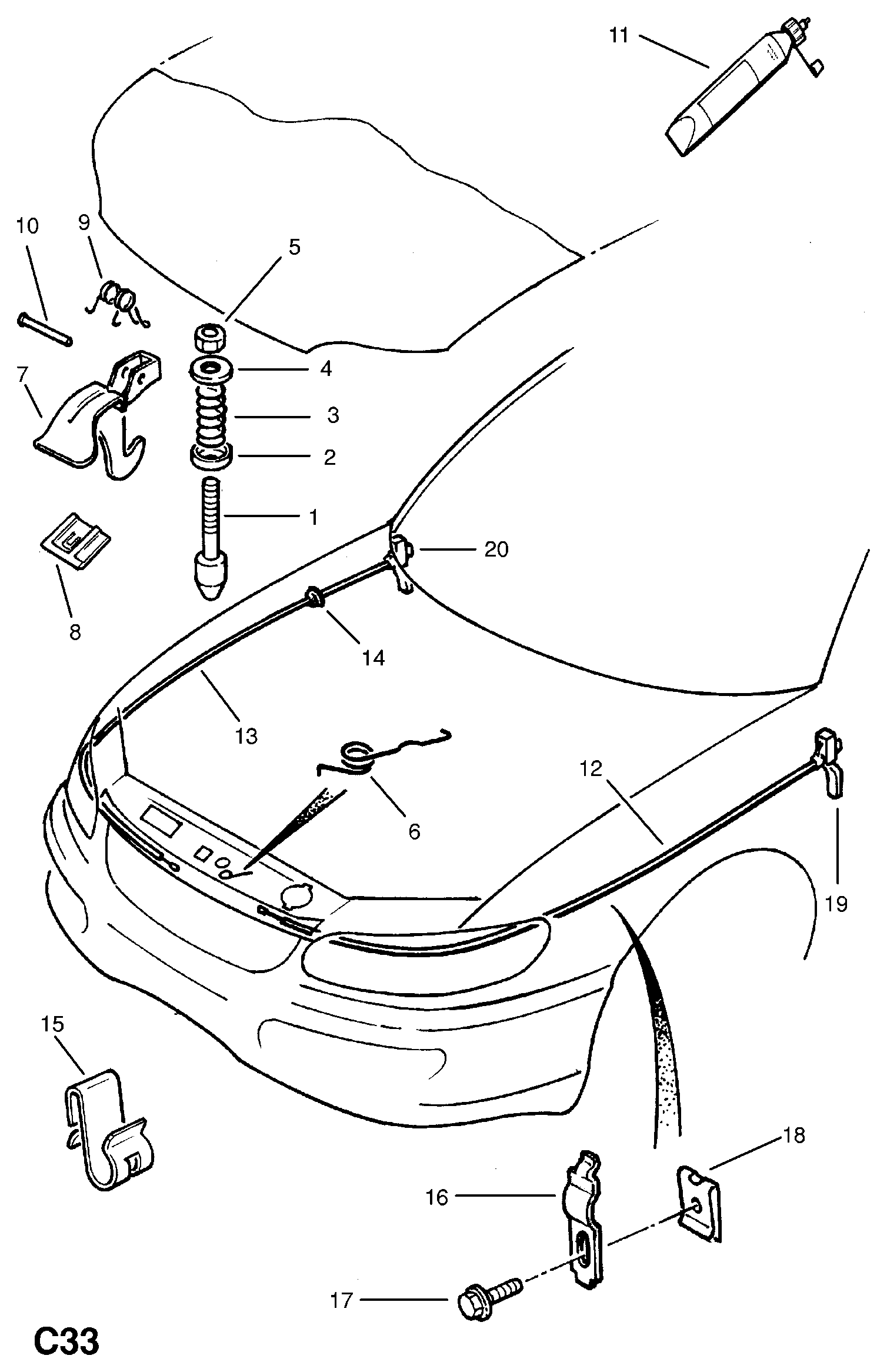 Opel 6178437 - Motora pārsega slēdzenes trose ps1.lv