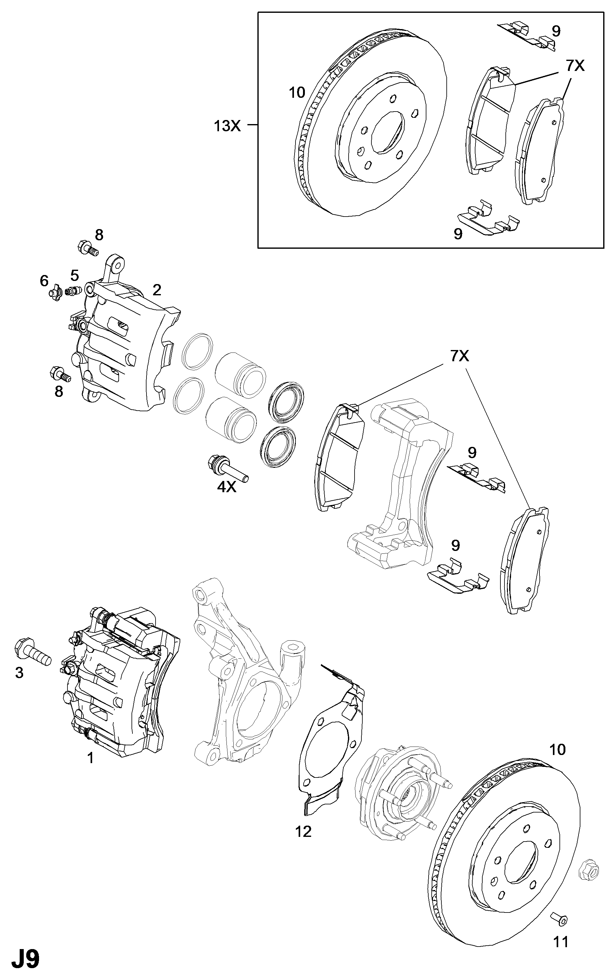 Opel 4808845 - Virzītājčaulu komplekts, Bremžu suports ps1.lv