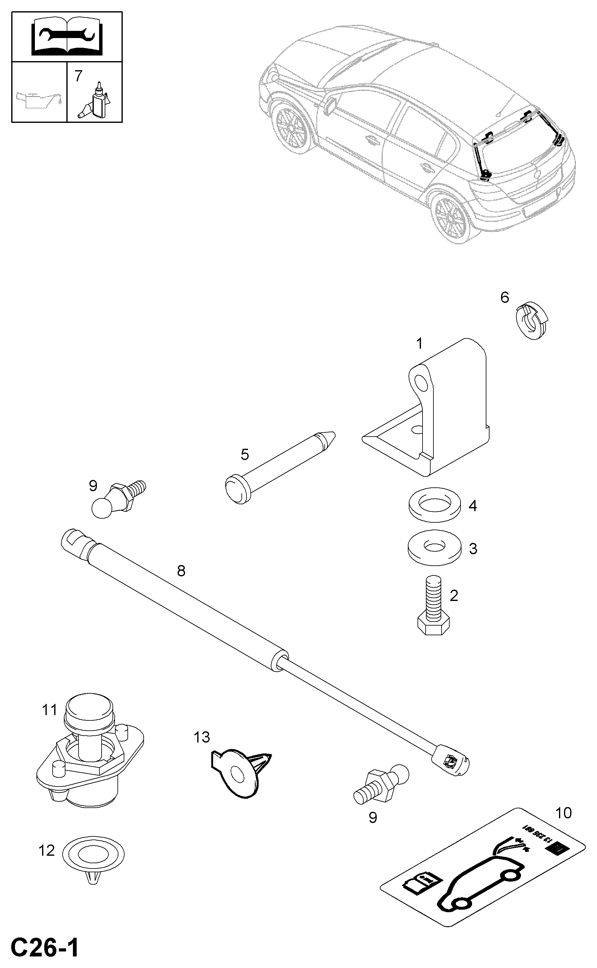 Opel 132757 - Gāzes atspere, Bagāžas / Kravas nodalījuma vāks ps1.lv