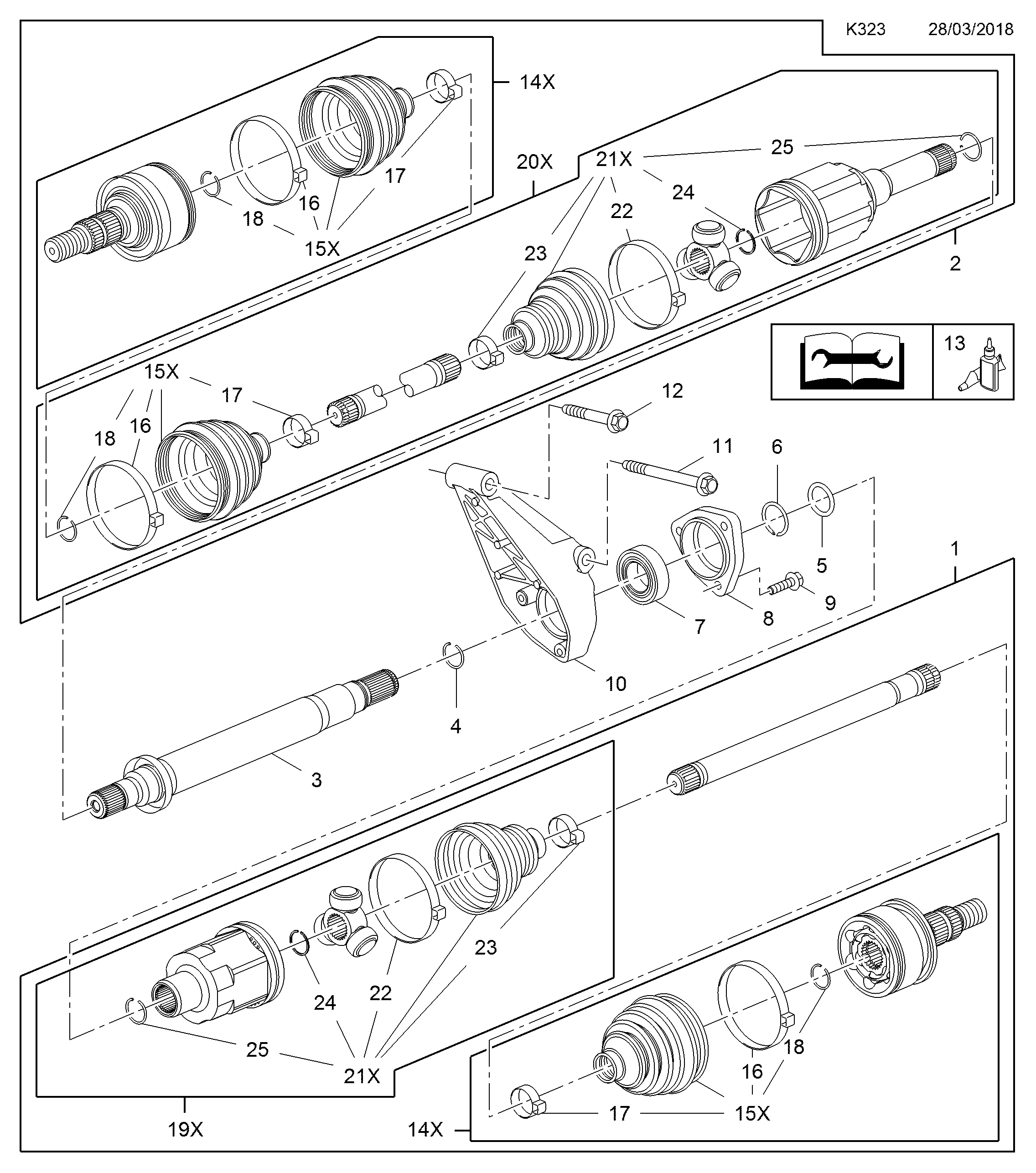 Opel 1603064 - 'Tripod' šarnīrs, Piedziņas vārpsta ps1.lv