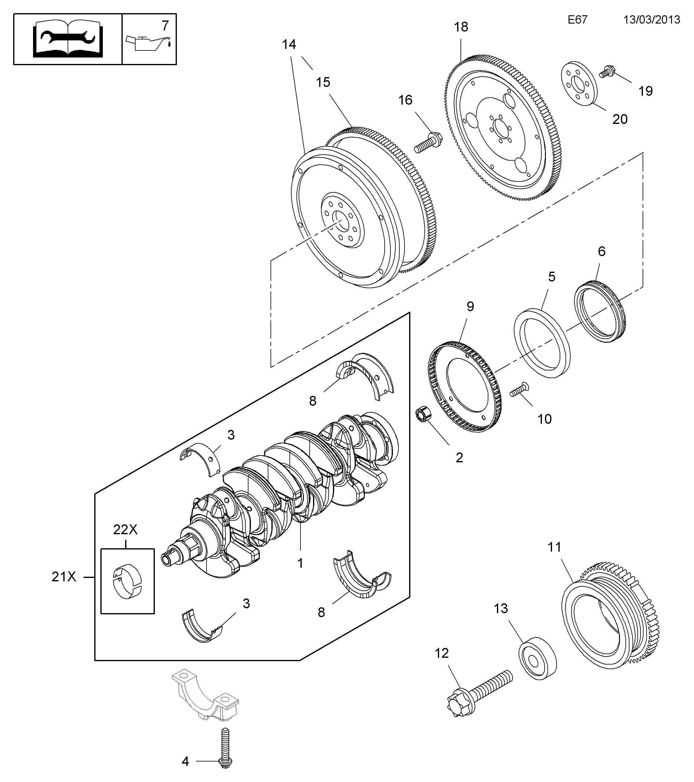 Opel 6 18 770 - Kloķvārpstas gultņu komplekts ps1.lv