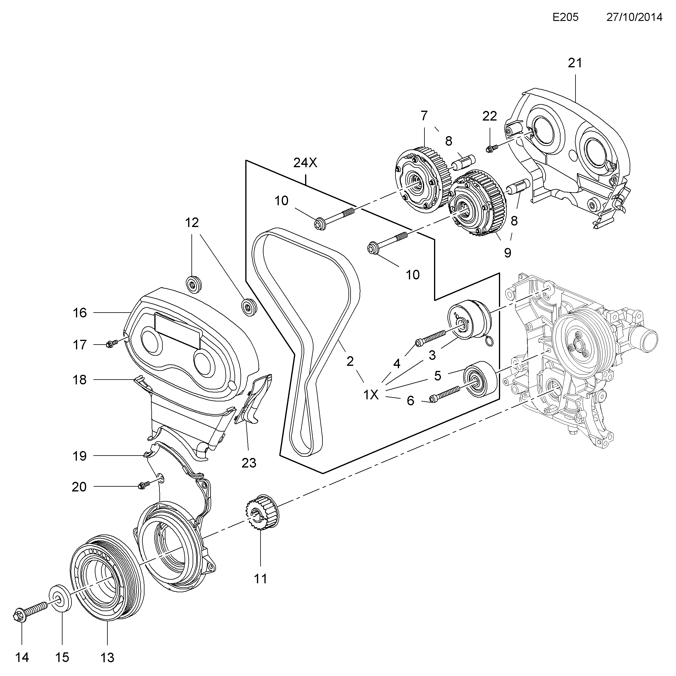 General Motors 636160 - Spriegotājrullītis, Gāzu sadales mehānisma piedziņas siksna ps1.lv