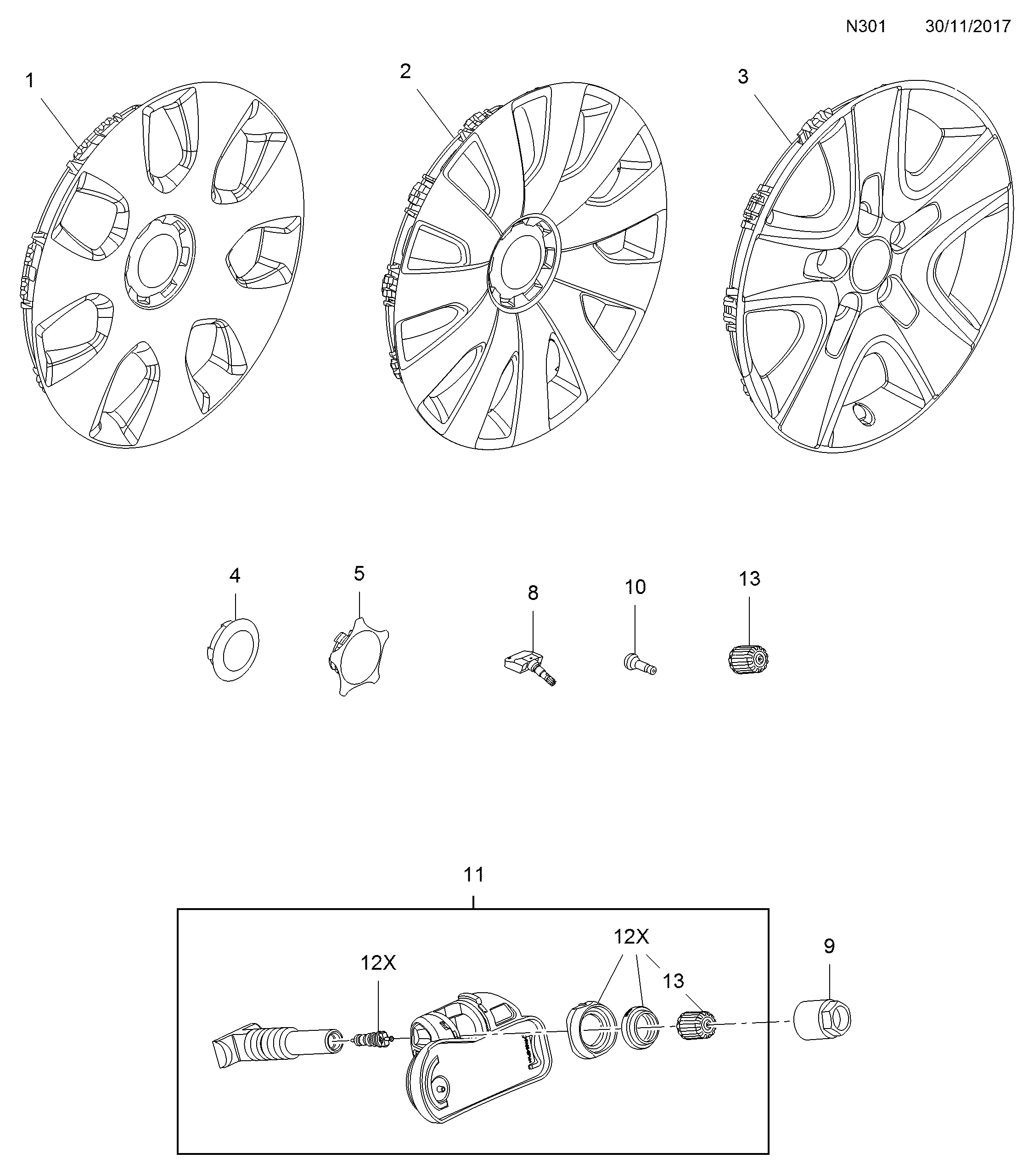 Opel 10 10 063 - Remokmplekts, Vārsts (Riepu spiediena kontroles sist.) ps1.lv