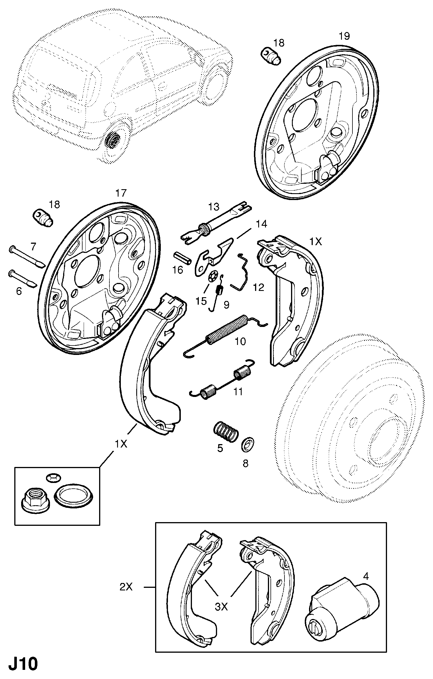 Vauxhall 1605062 - Bremžu loku kompl., Stāvbremze ps1.lv