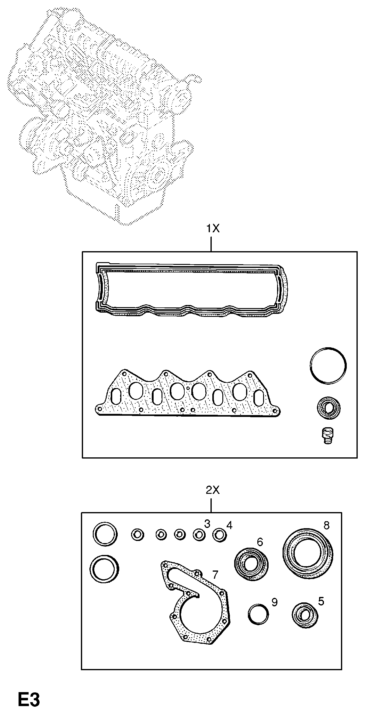 Opel 4405801 - Blīvju komplekts, Motora bloks ps1.lv