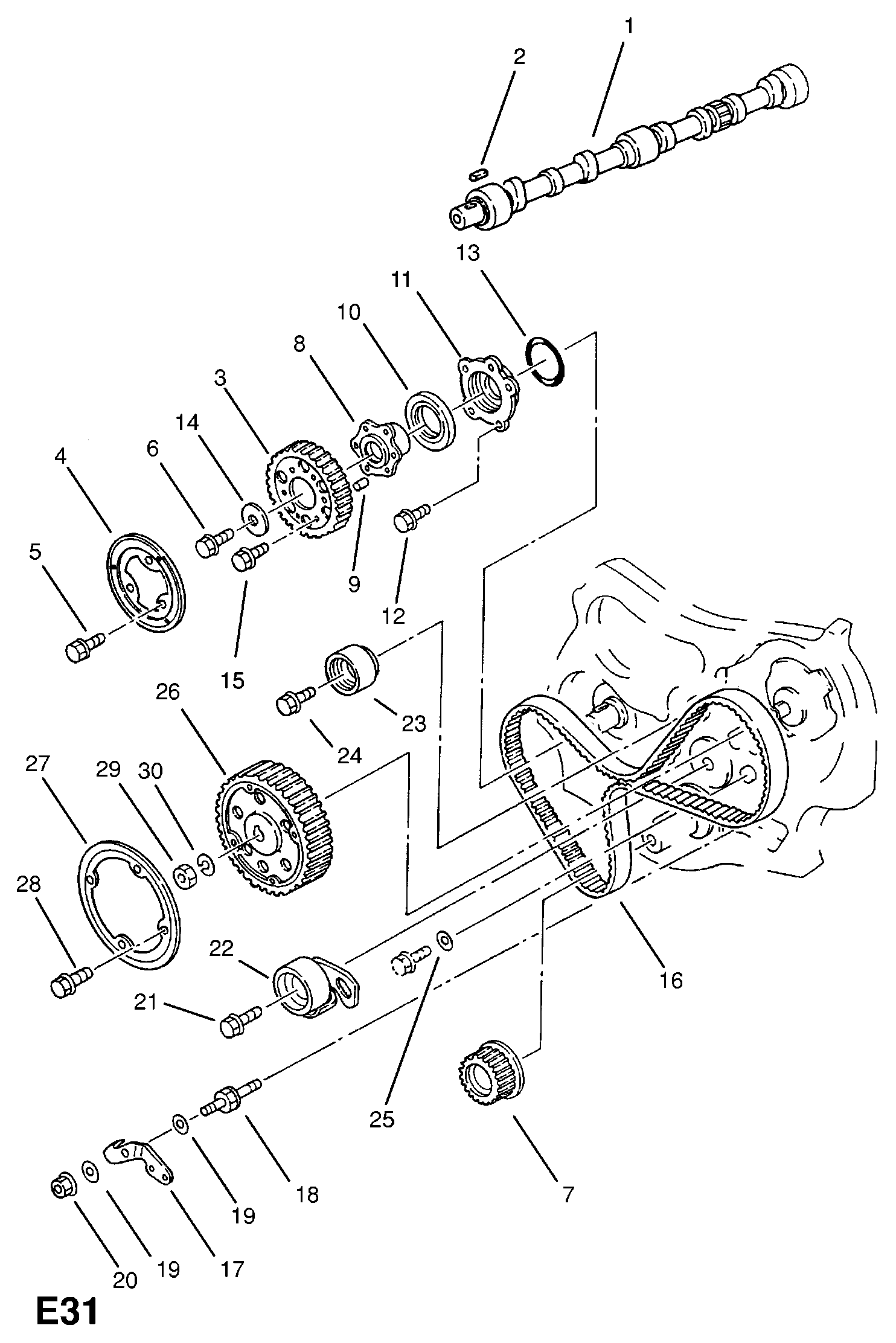 Opel 6 36 383 - Spriegotājrullītis, Gāzu sadales mehānisma piedziņas siksna ps1.lv