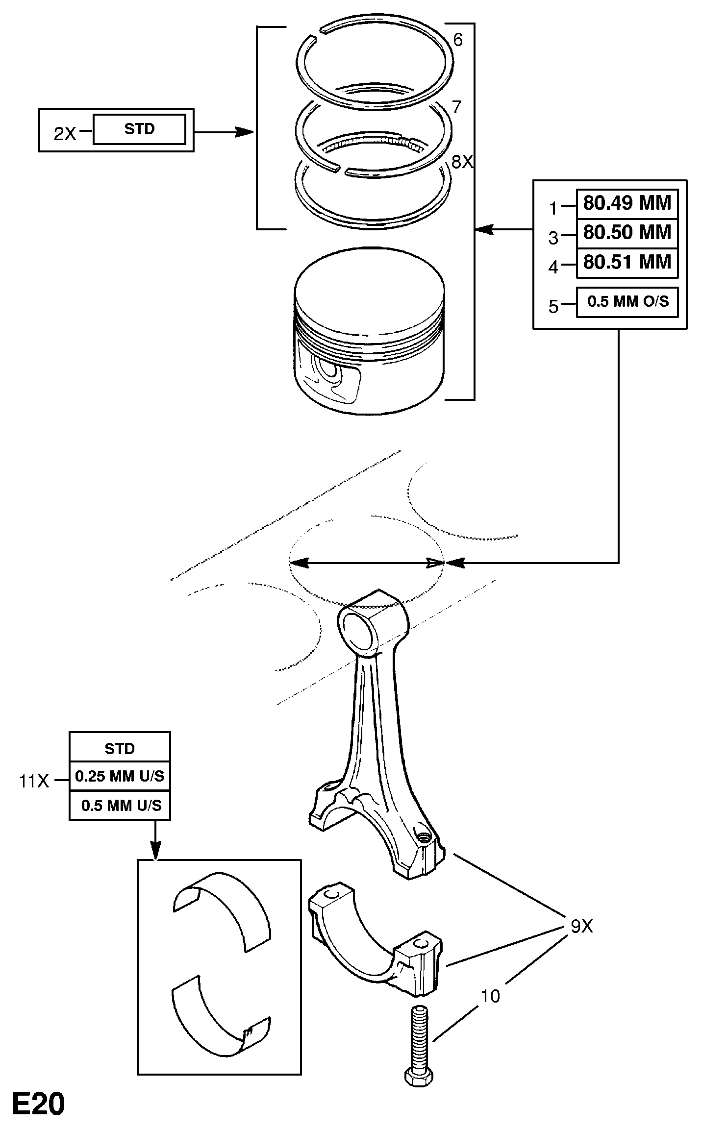 Opel 630451 - Virzuļa gredzenu komplekts ps1.lv