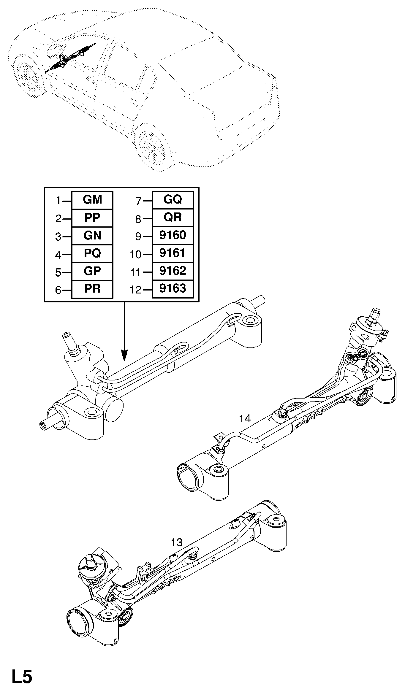 SAAB 59 00 218 - GEAR, ASSY., STEERING, LESS TIE RODS, LHD (IDENT PP) (NLS.- USE  ps1.lv