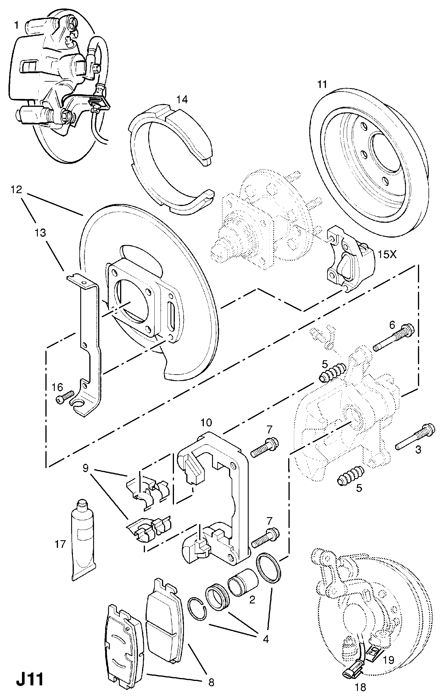 Vauxhall 1605939 - Bremžu uzliku kompl., Disku bremzes ps1.lv