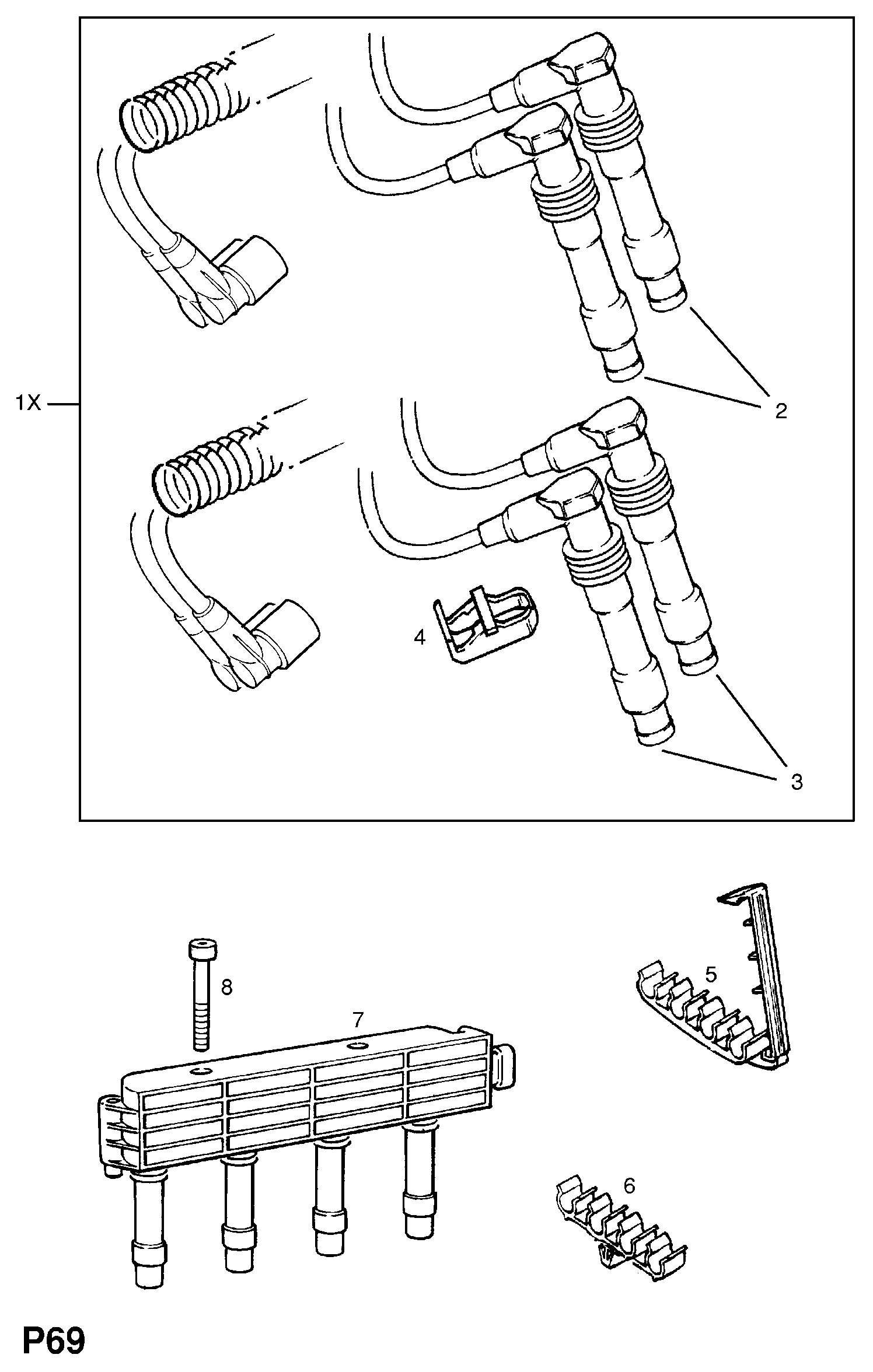 Opel 16 12 561 - Augstsprieguma vadu komplekts ps1.lv