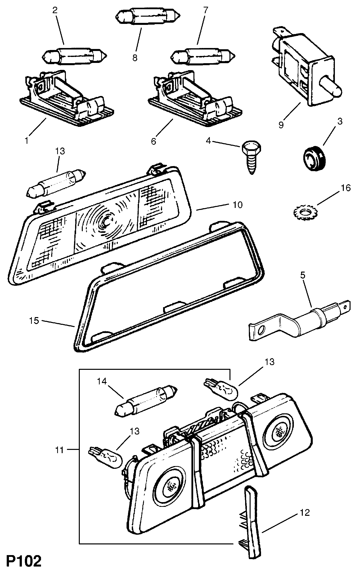 Vauxhall 20 98 914 - Kvēlspuldze, Cimdu nodalījuma apgaismojums ps1.lv