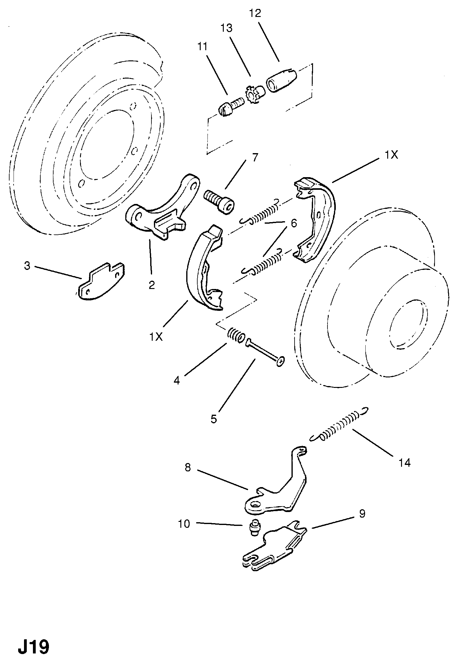 Opel 1605764 - Bremžu loku kompl., Stāvbremze ps1.lv